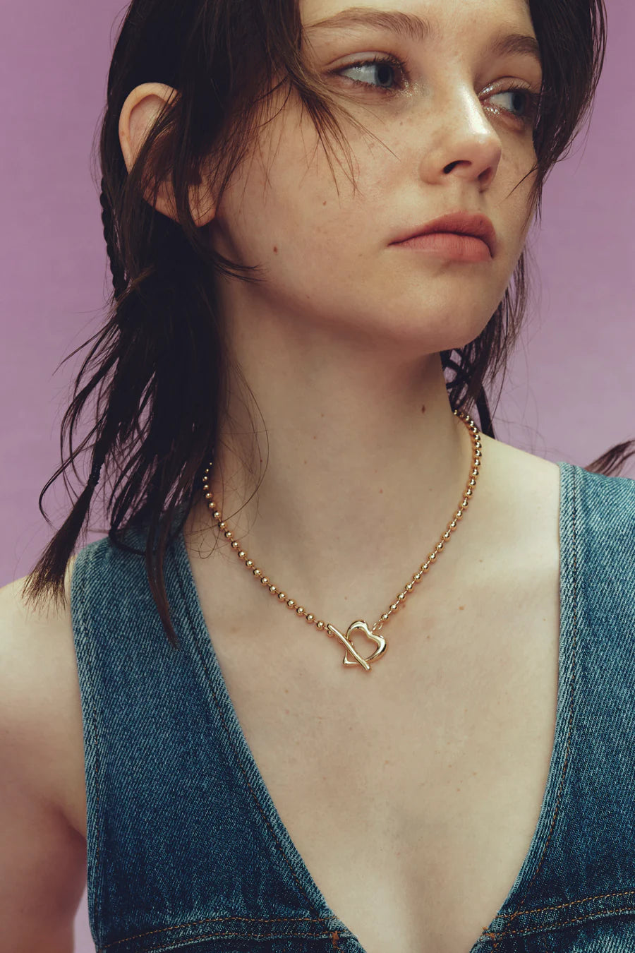 GOLDY Heart Ball Chain Necklace