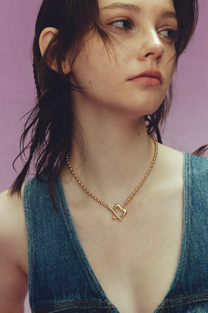 GOLDY Heart Ball Chain Necklace