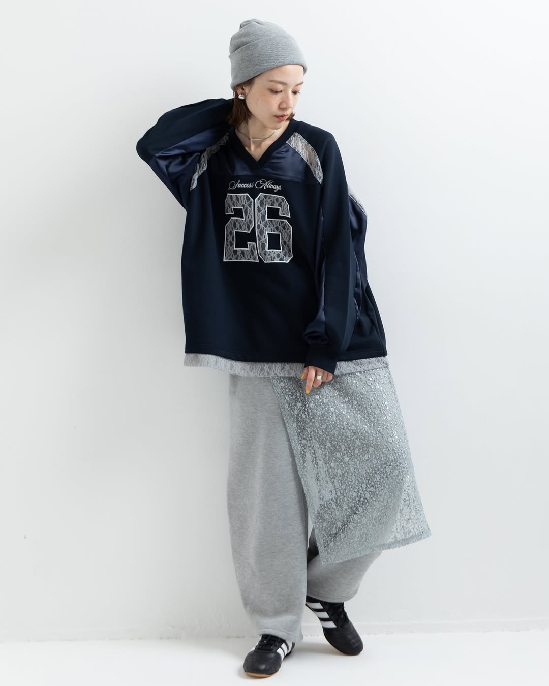 緞面Lace刺繡logo長袖球衣