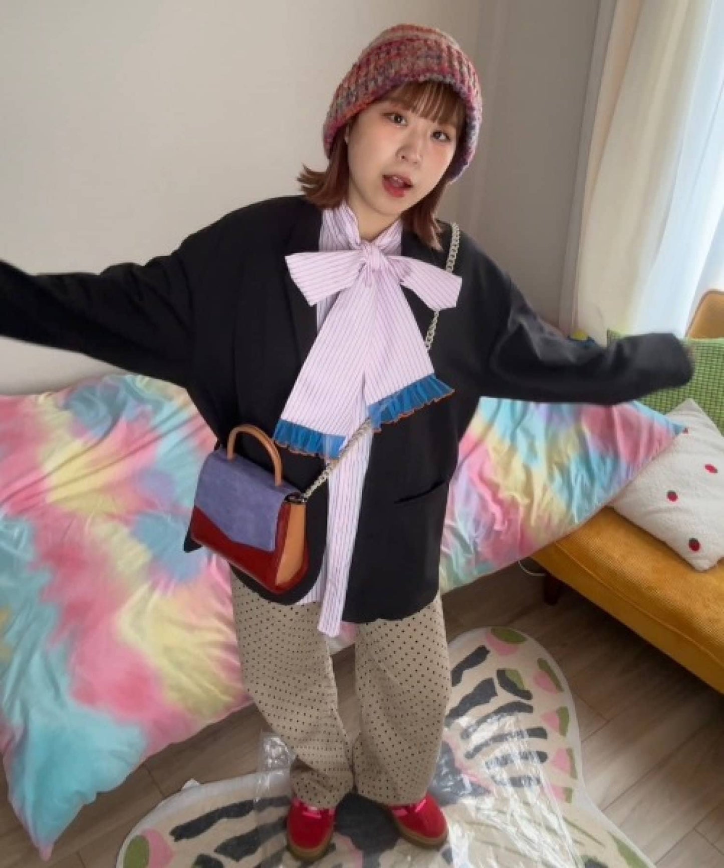 HELLO.SANFRANCISCO Striped 2-way bowtie blouse