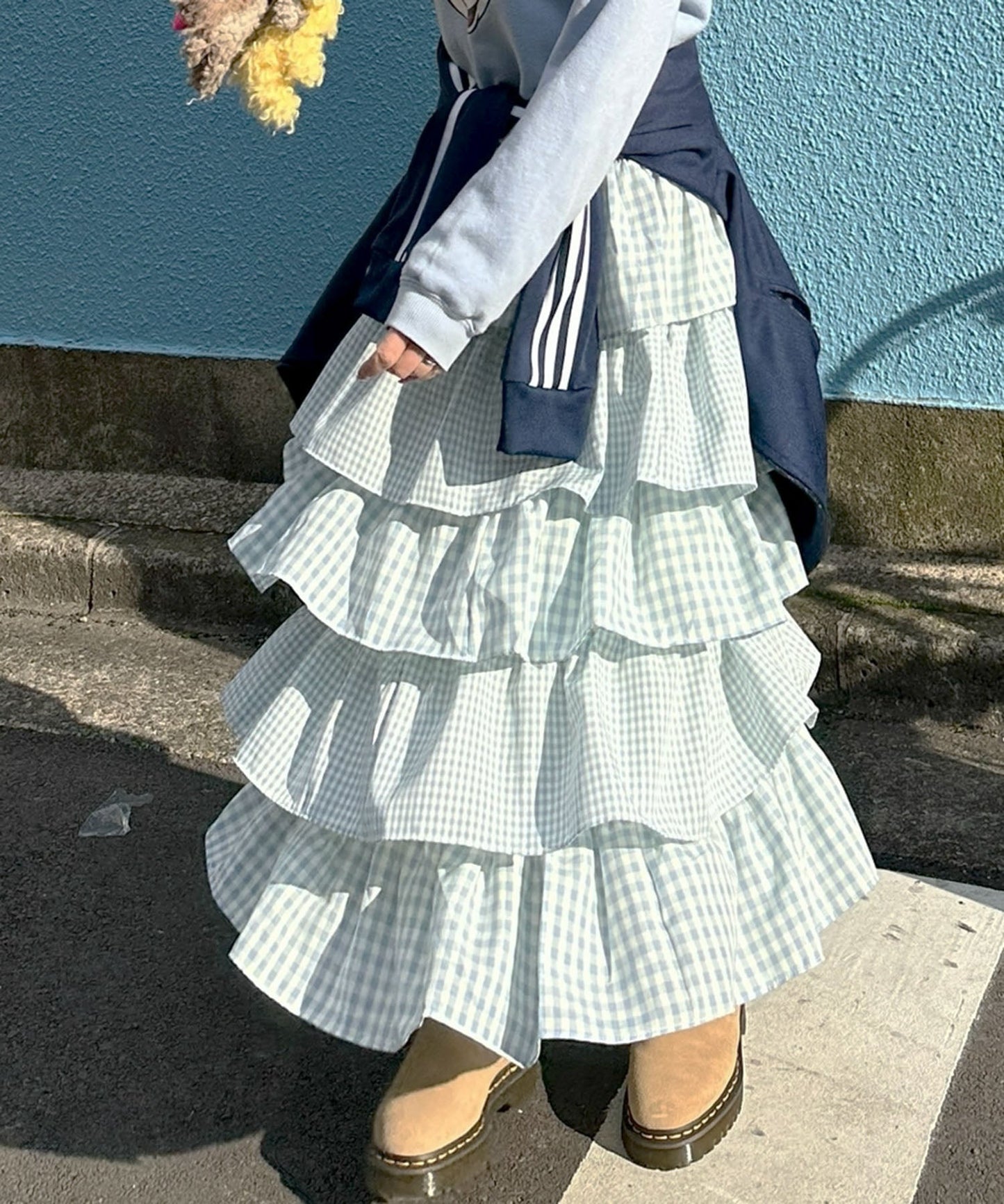 ティアードギンガムボリュームスカート