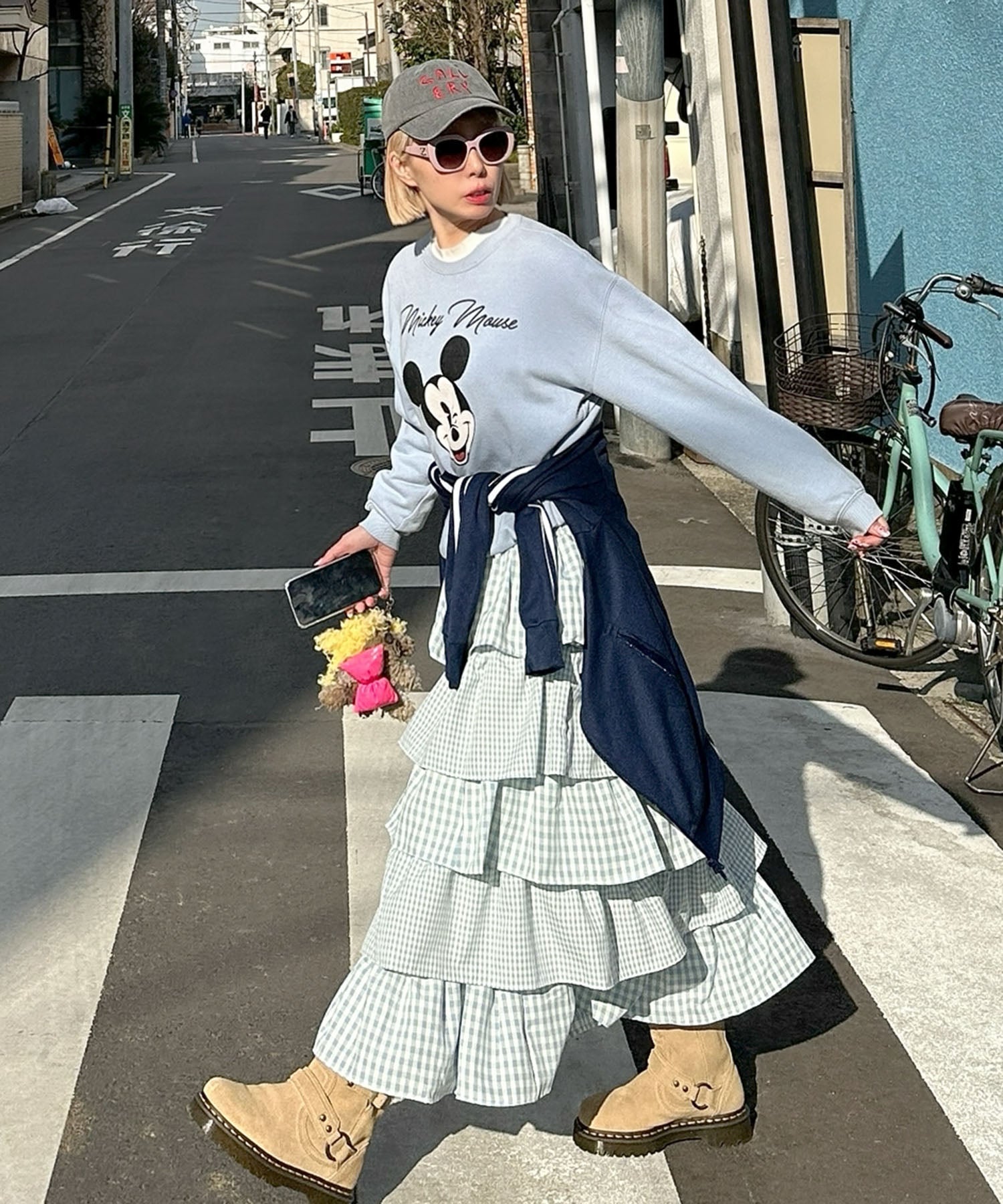 ティアードギンガムボリュームスカート