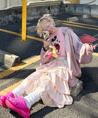 ティアードギンガムボリュームスカート