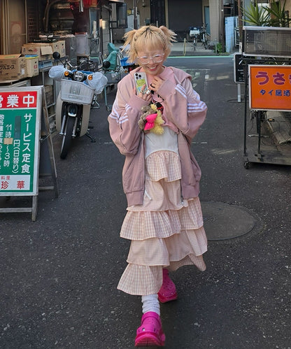 ティアードギンガムボリュームスカート