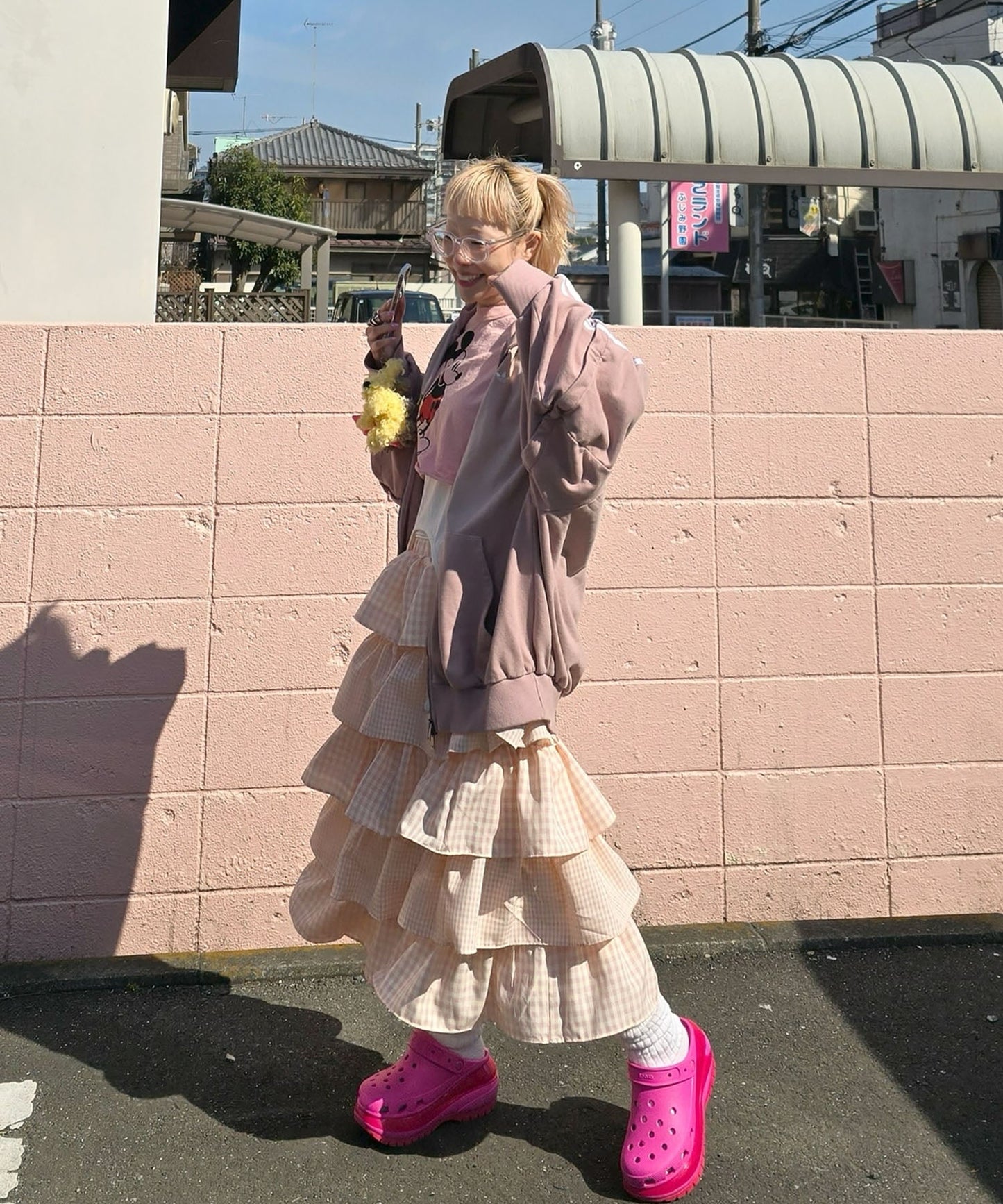 ティアードギンガムボリュームスカート