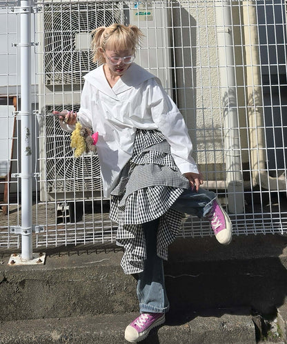ティアードギンガムボリュームスカート