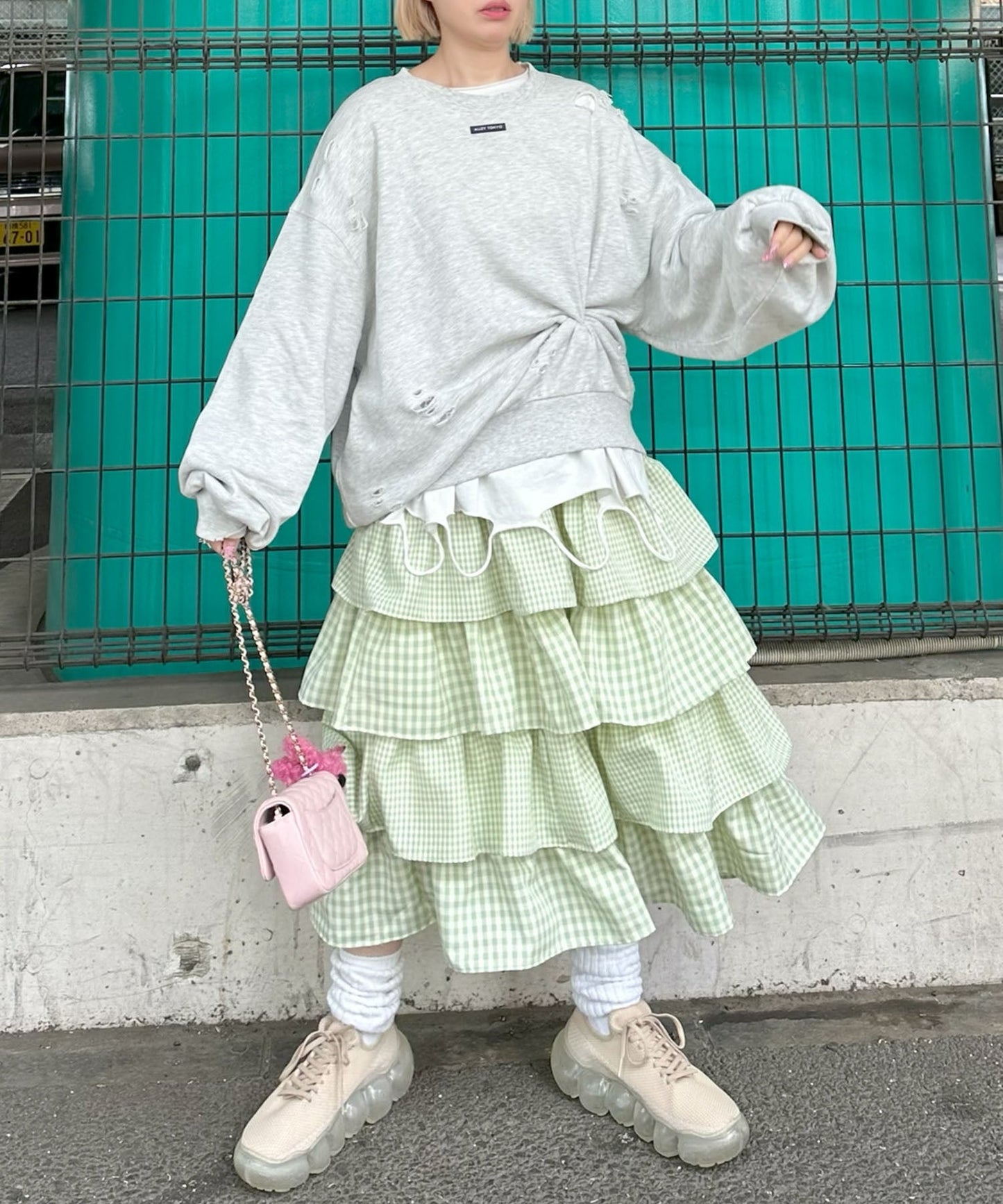 ティアードギンガムボリュームスカート