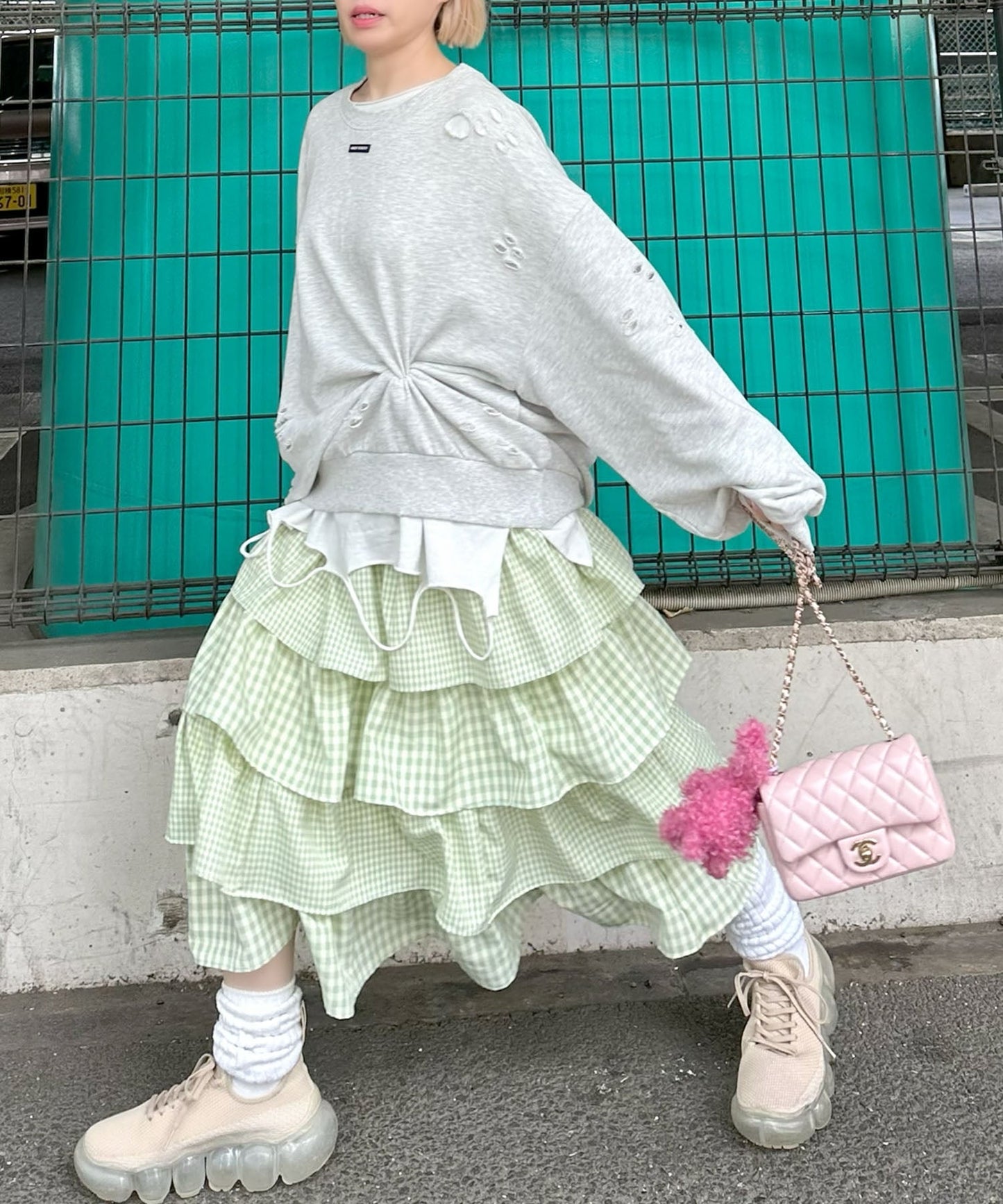 ティアードギンガムボリュームスカート