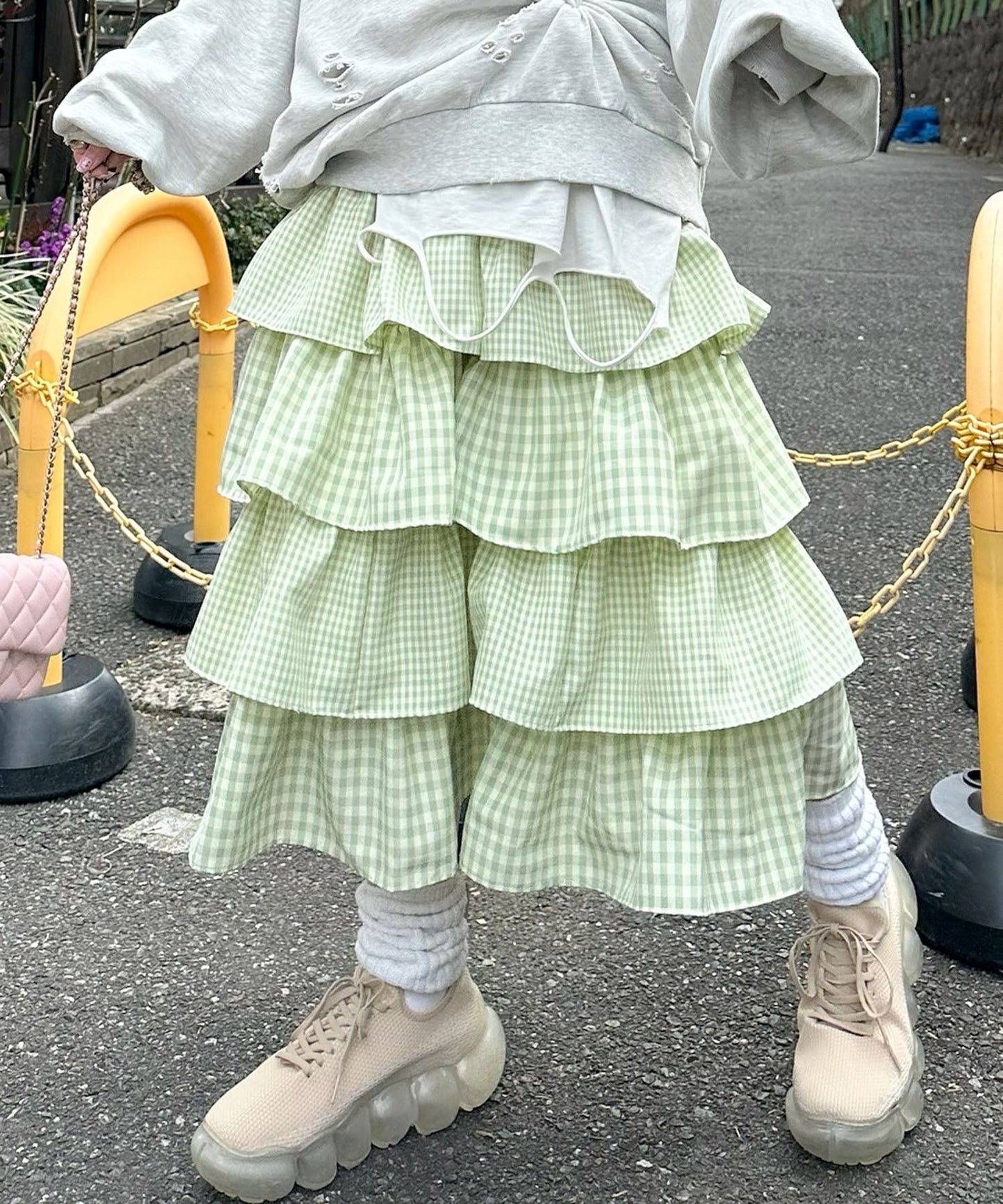 ティアードギンガムボリュームスカート