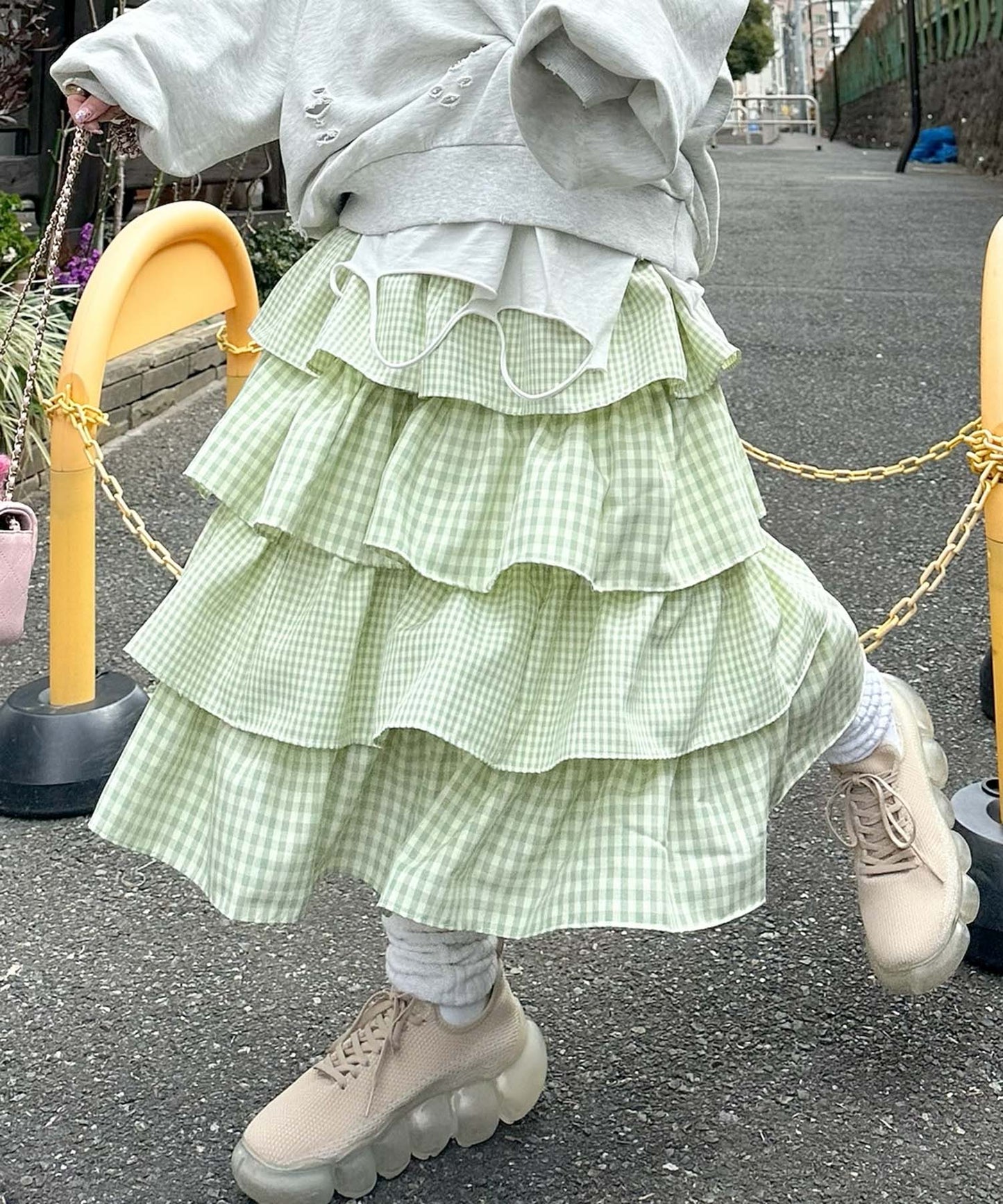 ティアードギンガムボリュームスカート