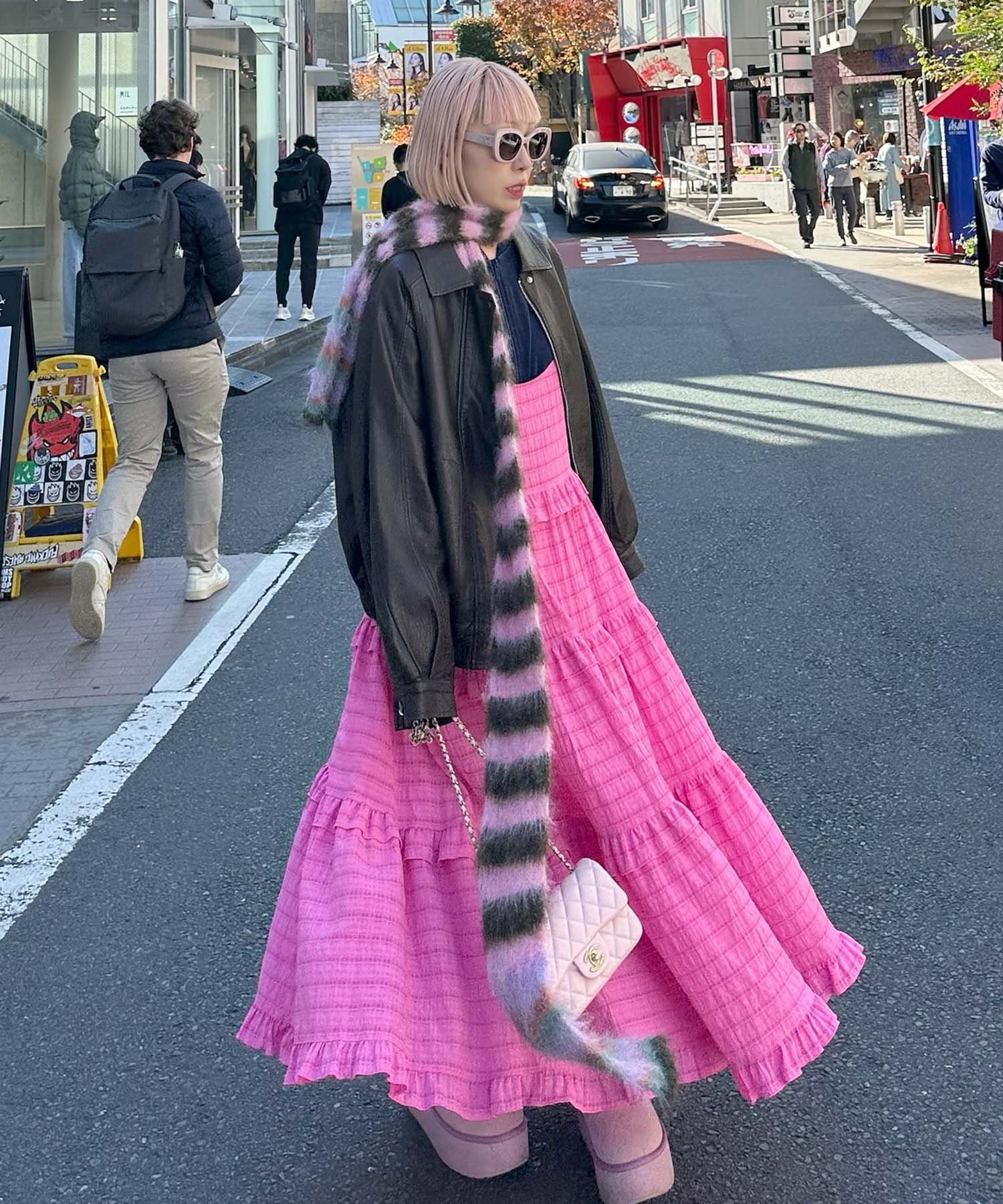 フリルティアードキャミワンピ