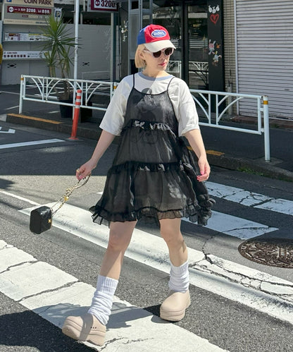 フリルティアードキャミワンピミニ