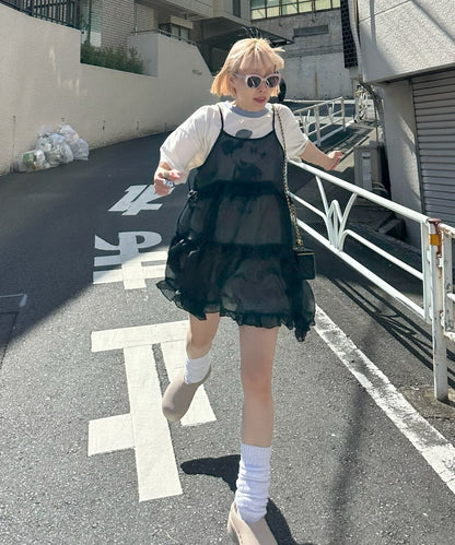 フリルティアードキャミワンピミニ