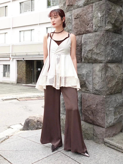 MARTE Strap Design Velour Tank Top