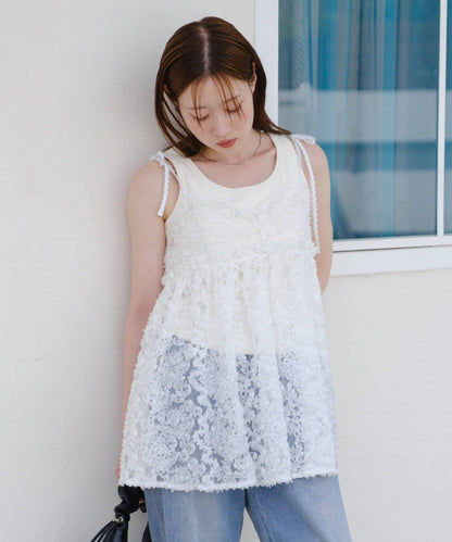 Kastane 2way 花花薄紗吊帶背心