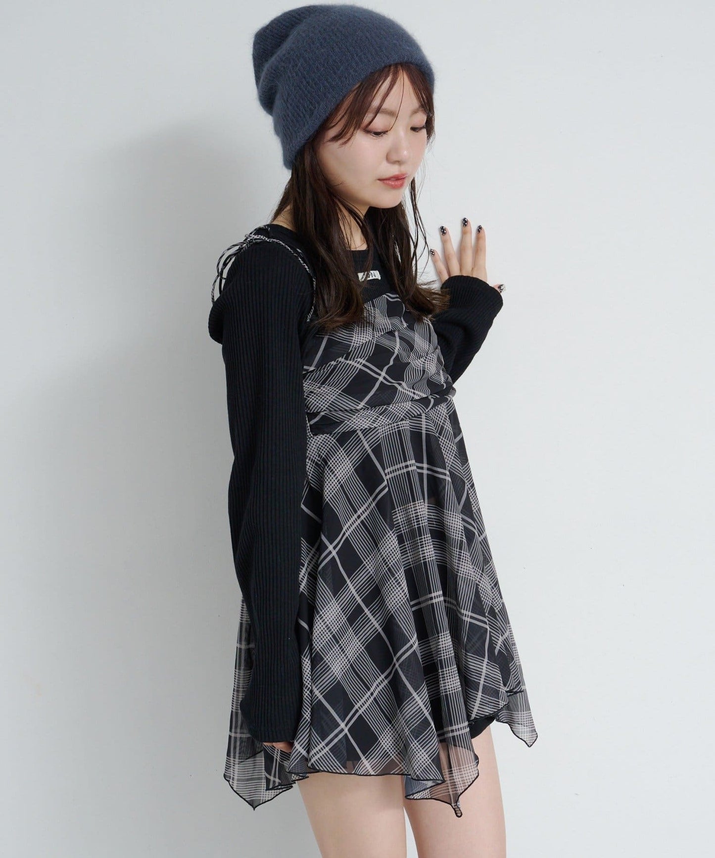 Kastane 格紋不規則下擺背心