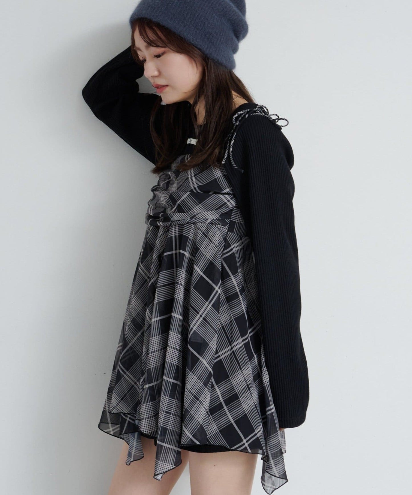 Kastane 格紋不規則下擺背心