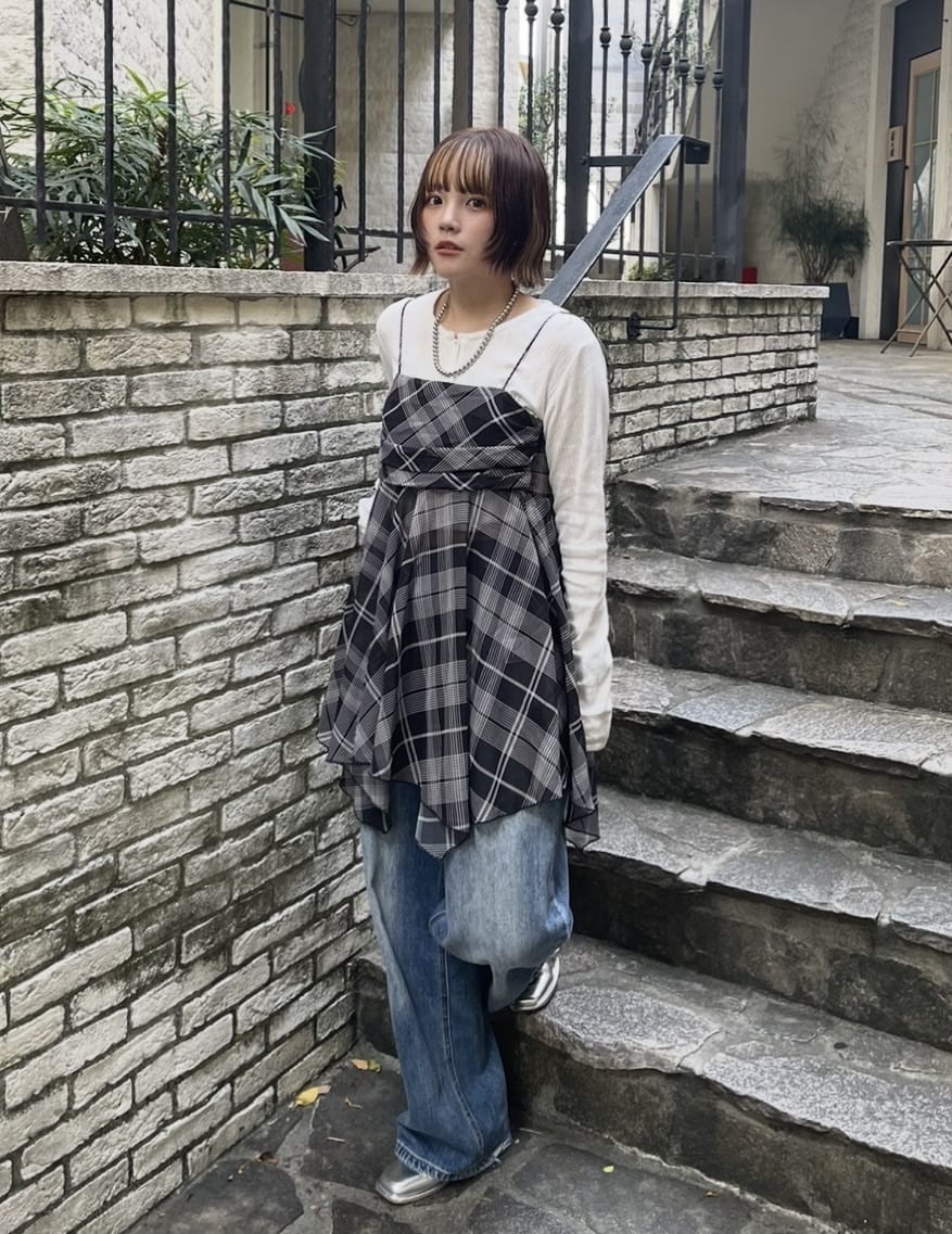 Kastane 格紋不規則下擺背心