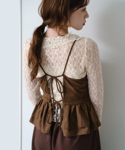 Kastane 絨面荷葉邊緊身胸衣