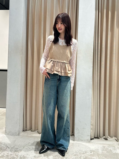 Kastane 絨面荷葉邊緊身胸衣