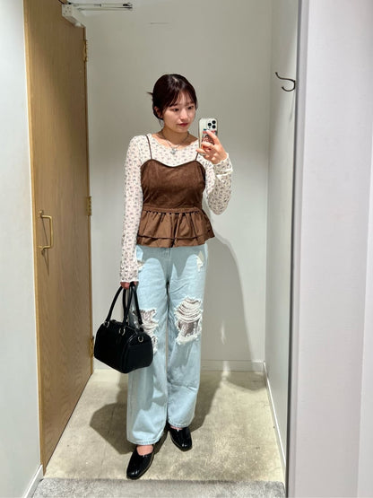 Kastane 絨面荷葉邊緊身胸衣