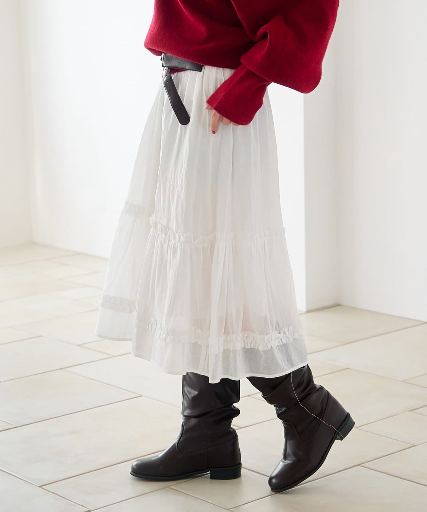 Kastane 荷葉邊中長裙