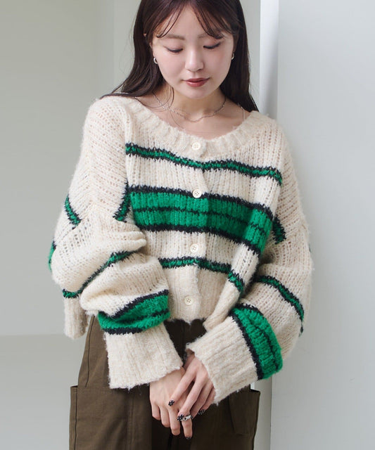 Kastane Border mohair-like knit