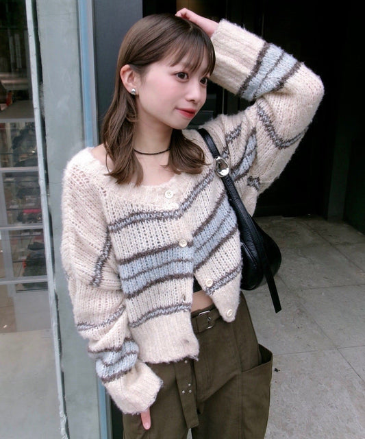 Kastane Border mohair-like knit