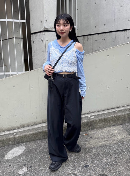 Kastane 不對稱分層透視長Tee