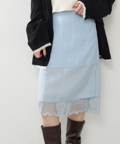 Kastane 緞面Lace雙面中長裙