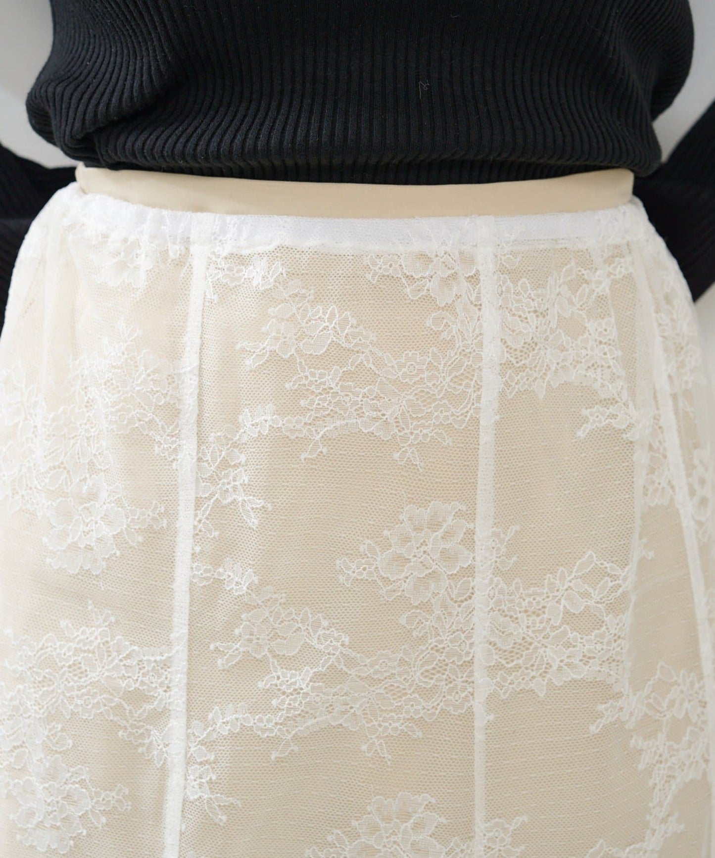 Kastane 緞面Lace雙面中長裙