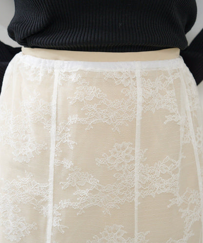 Kastane 緞面Lace雙面中長裙