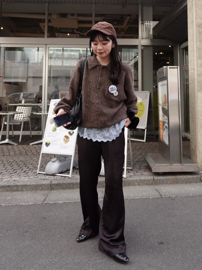 Kastane 緞面Lace雙面中長裙