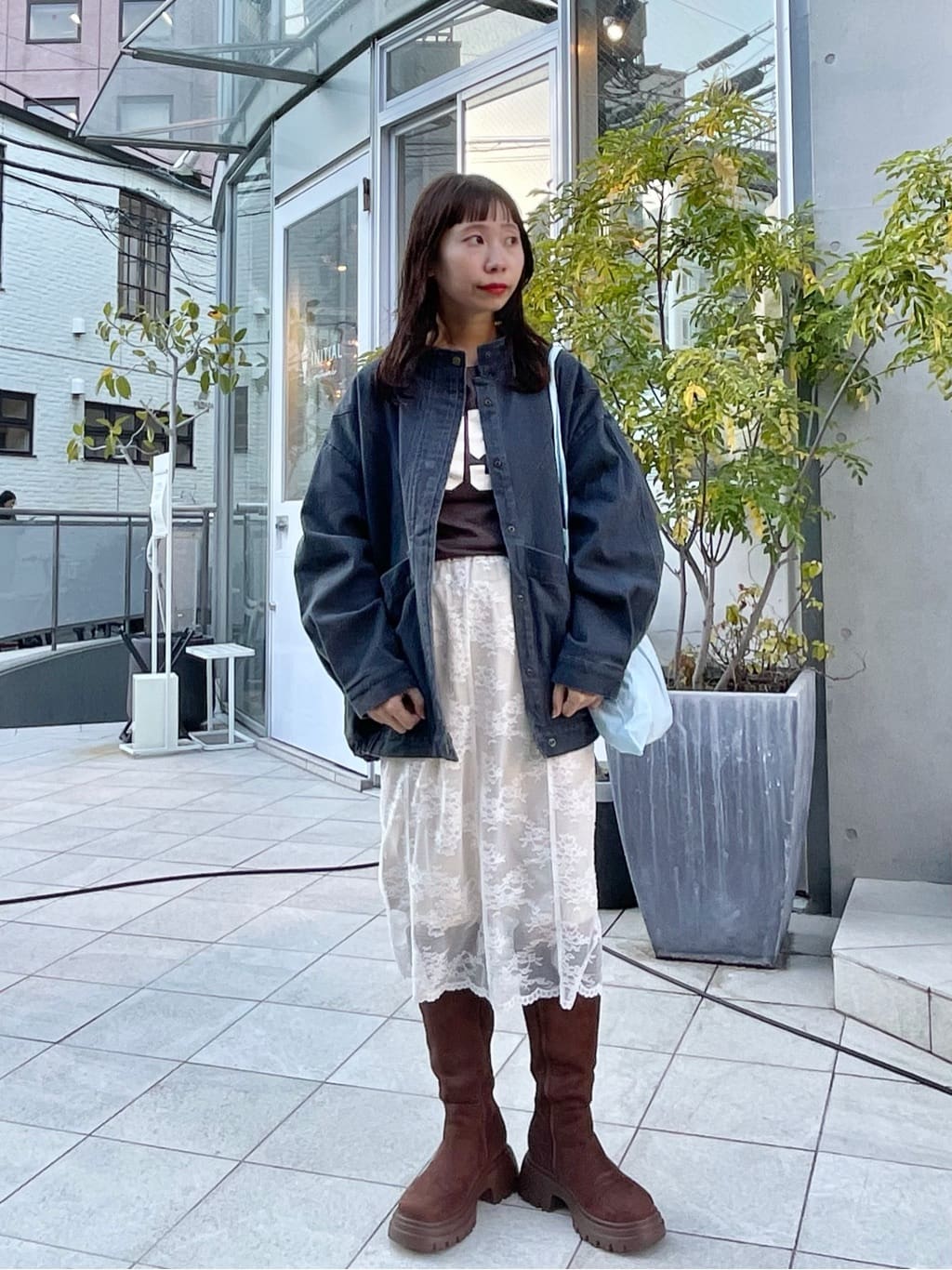 Kastane 緞面Lace雙面中長裙