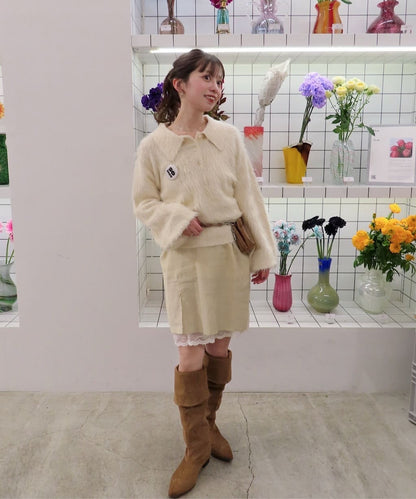 Kastane 緞面Lace雙面中長裙