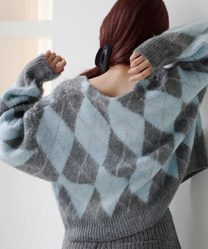 Kastane 菱格針織 cardigan