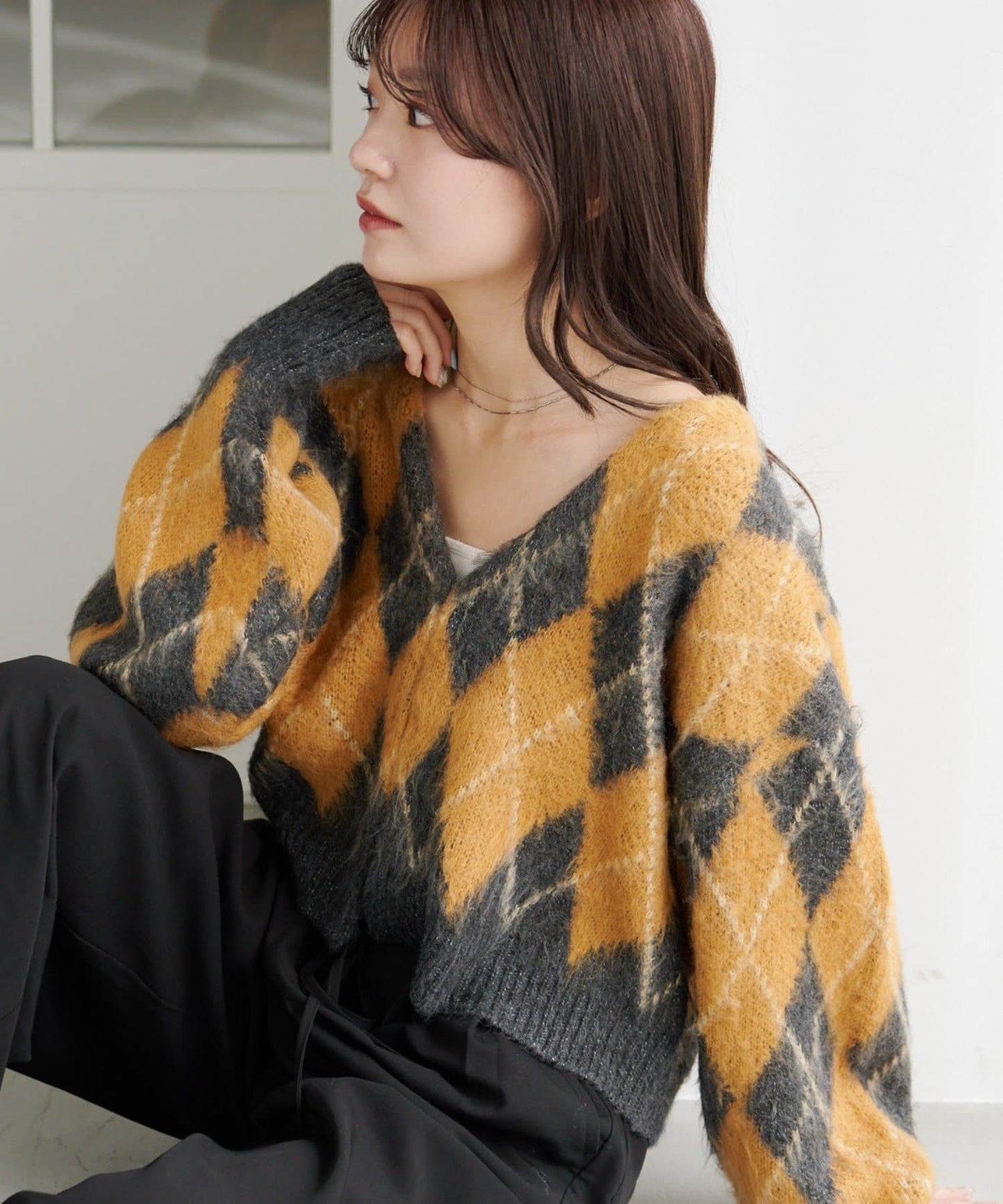 Kastane 菱格針織 cardigan