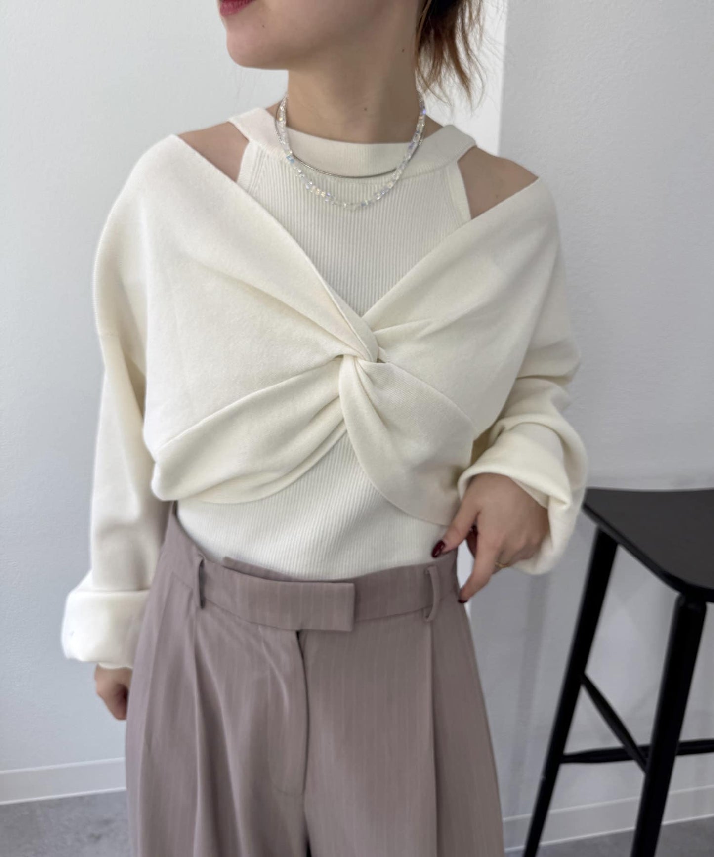 [2件SET] mystic Cross knit set