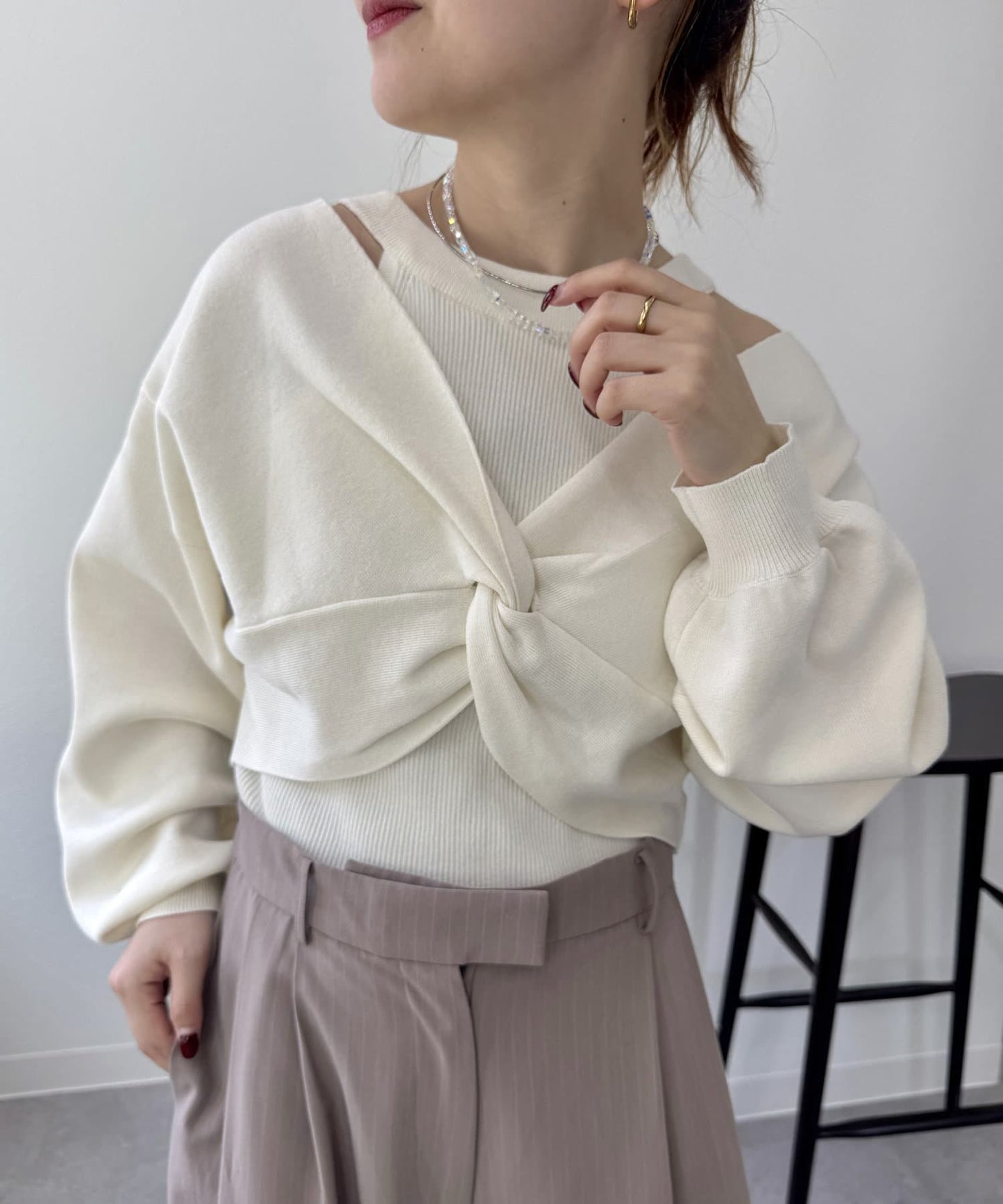 [2件SET] mystic Cross knit set