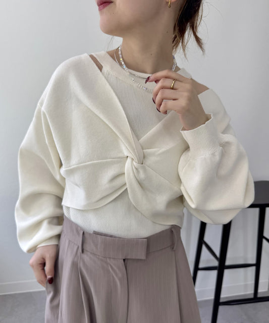 [2件SET] mystic Cross knit set