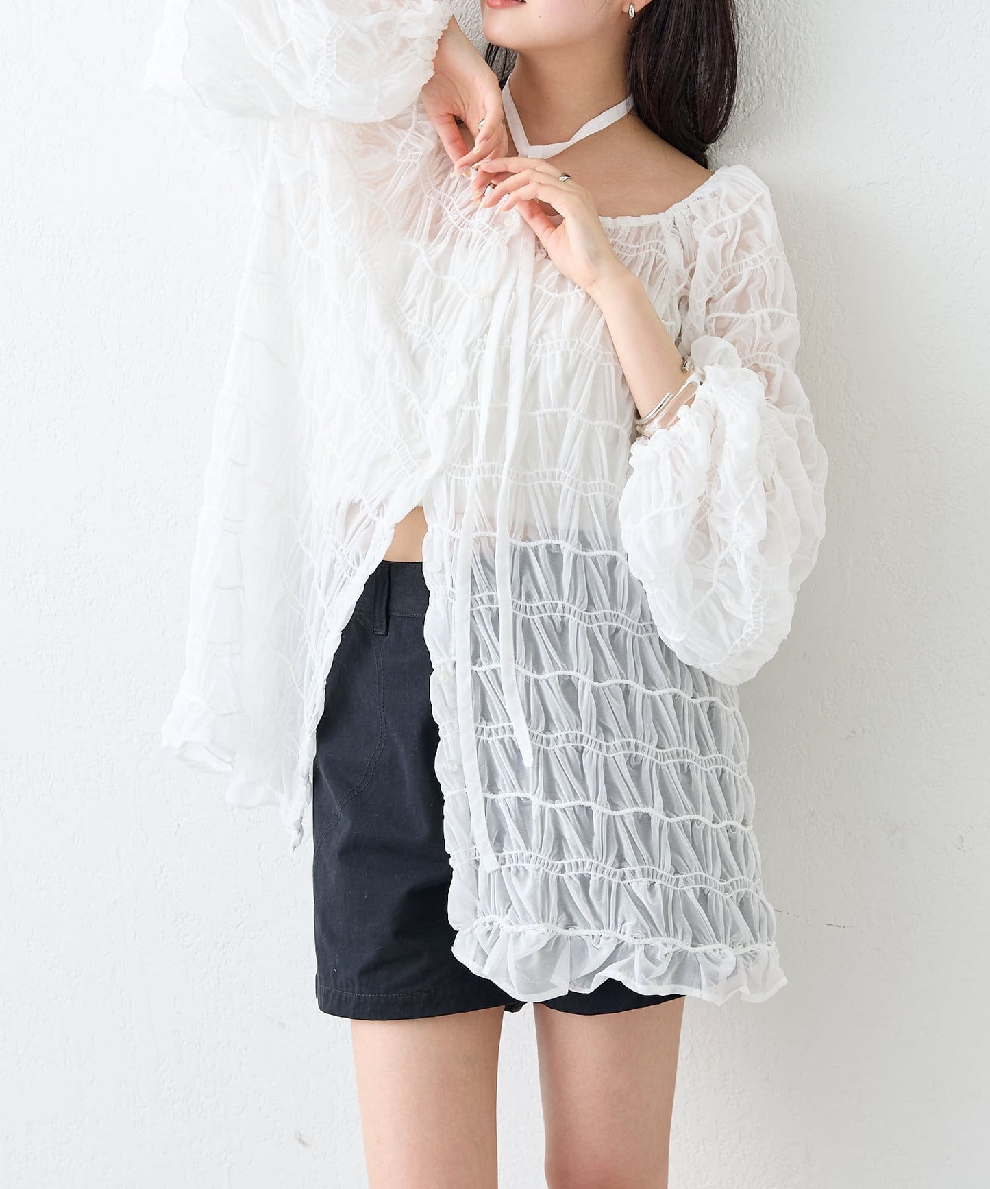 mystic wave sheer blouse