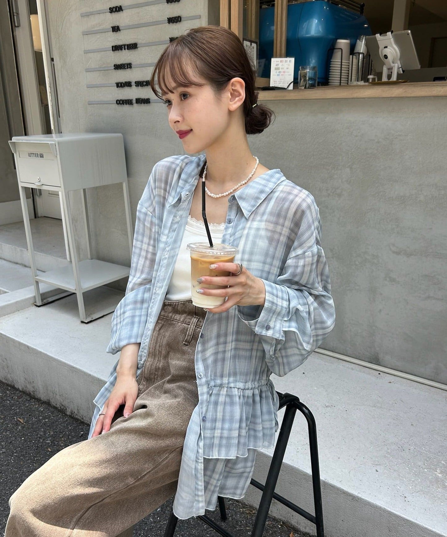 mystic 透視格紋 Shirt