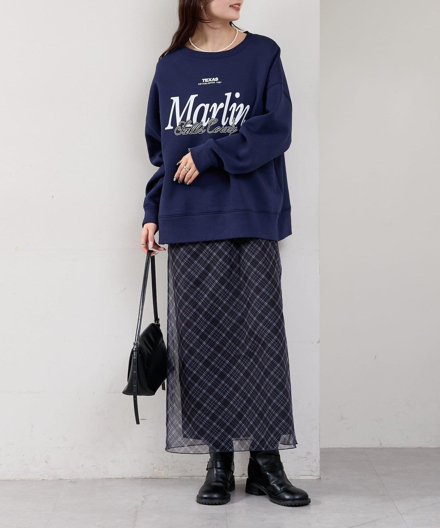 mystic 透視格紋吊帶裙