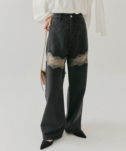 mystic Lace switching denim