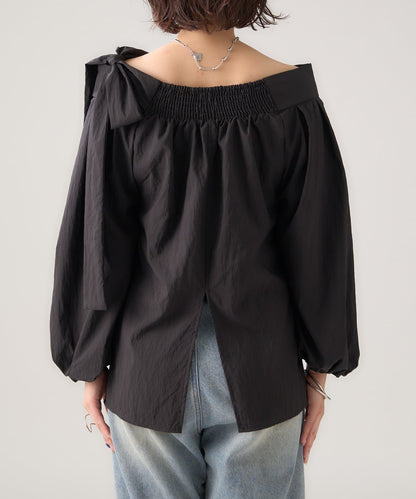 mystic 露肩緞帶襯衫