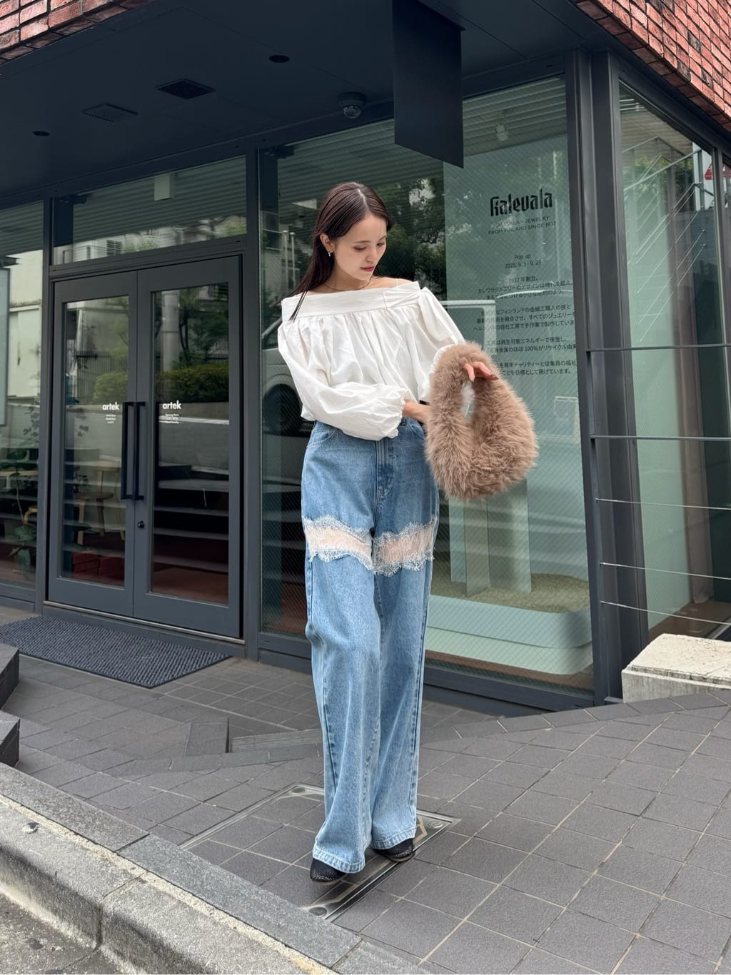 mystic 露肩緞帶襯衫