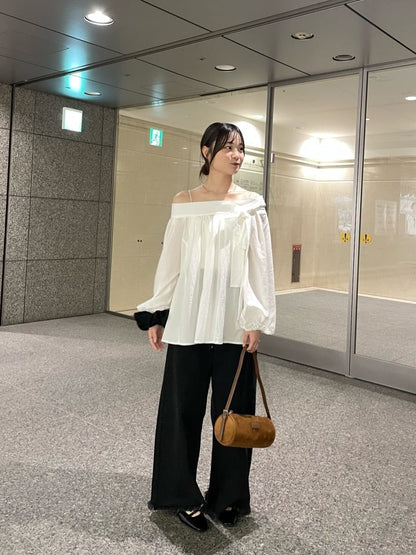 mystic 露肩緞帶襯衫