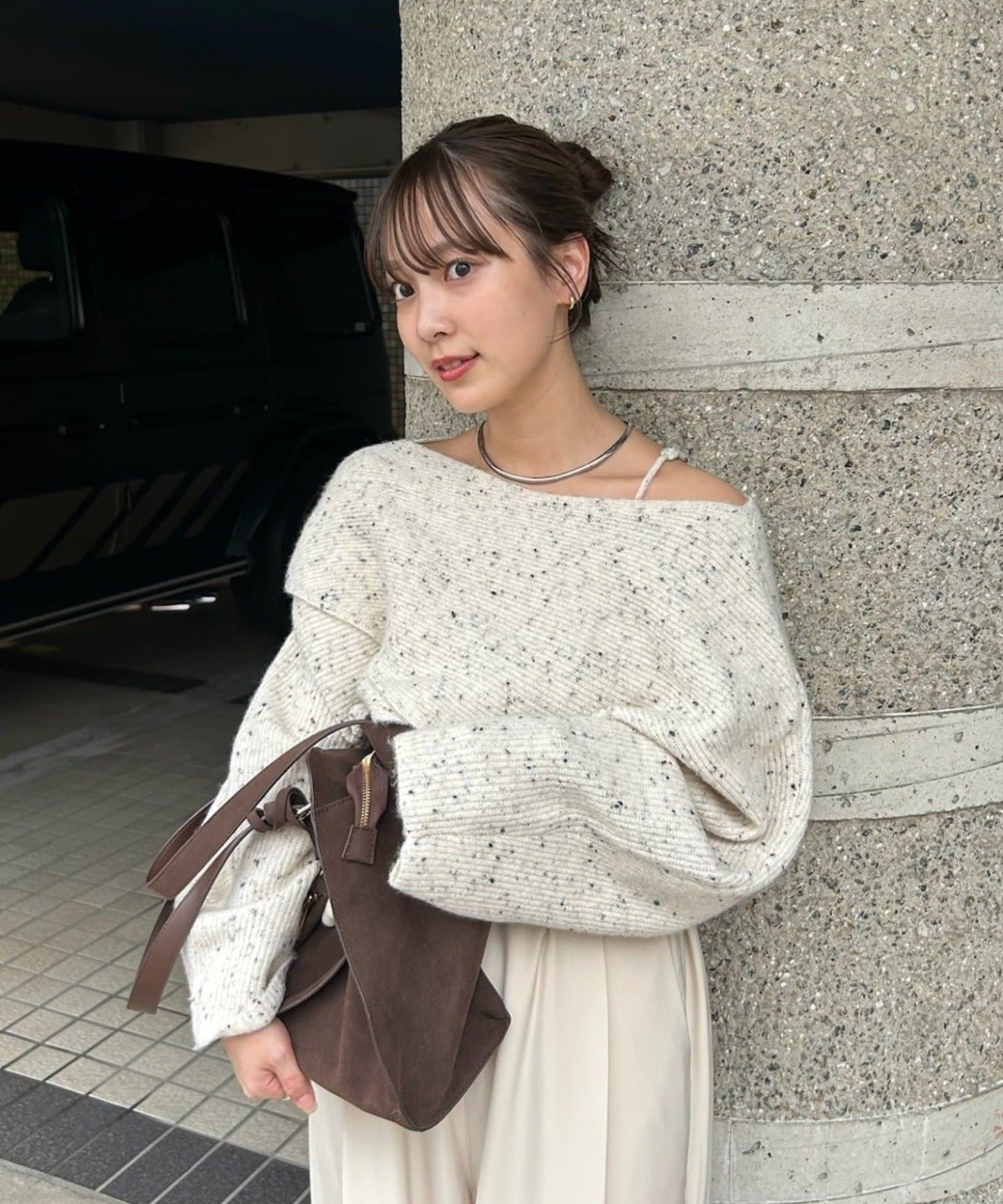 mystic 交叉針織開衩上衣+吊帶背心set