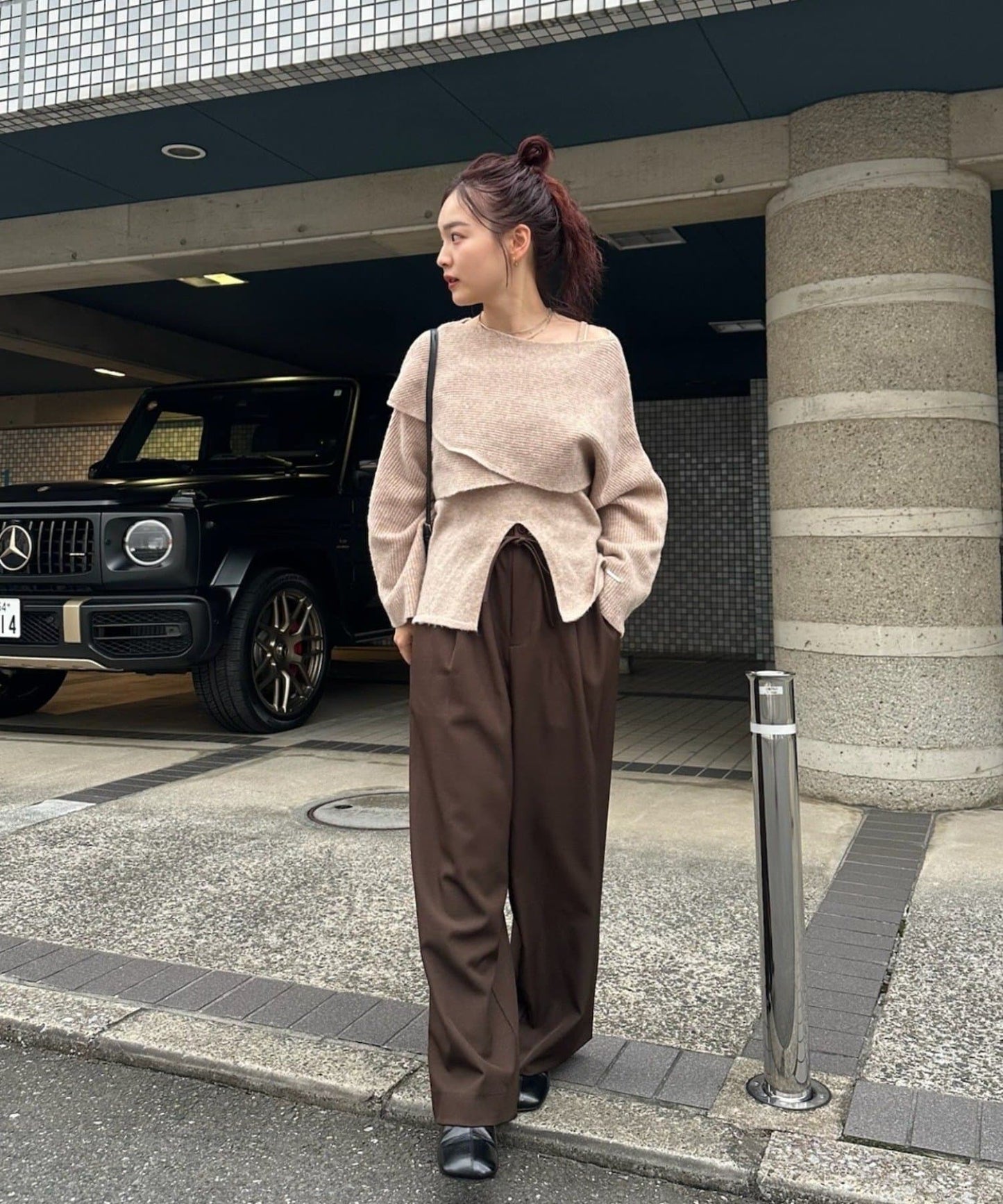 mystic 交叉針織開衩上衣+吊帶背心set