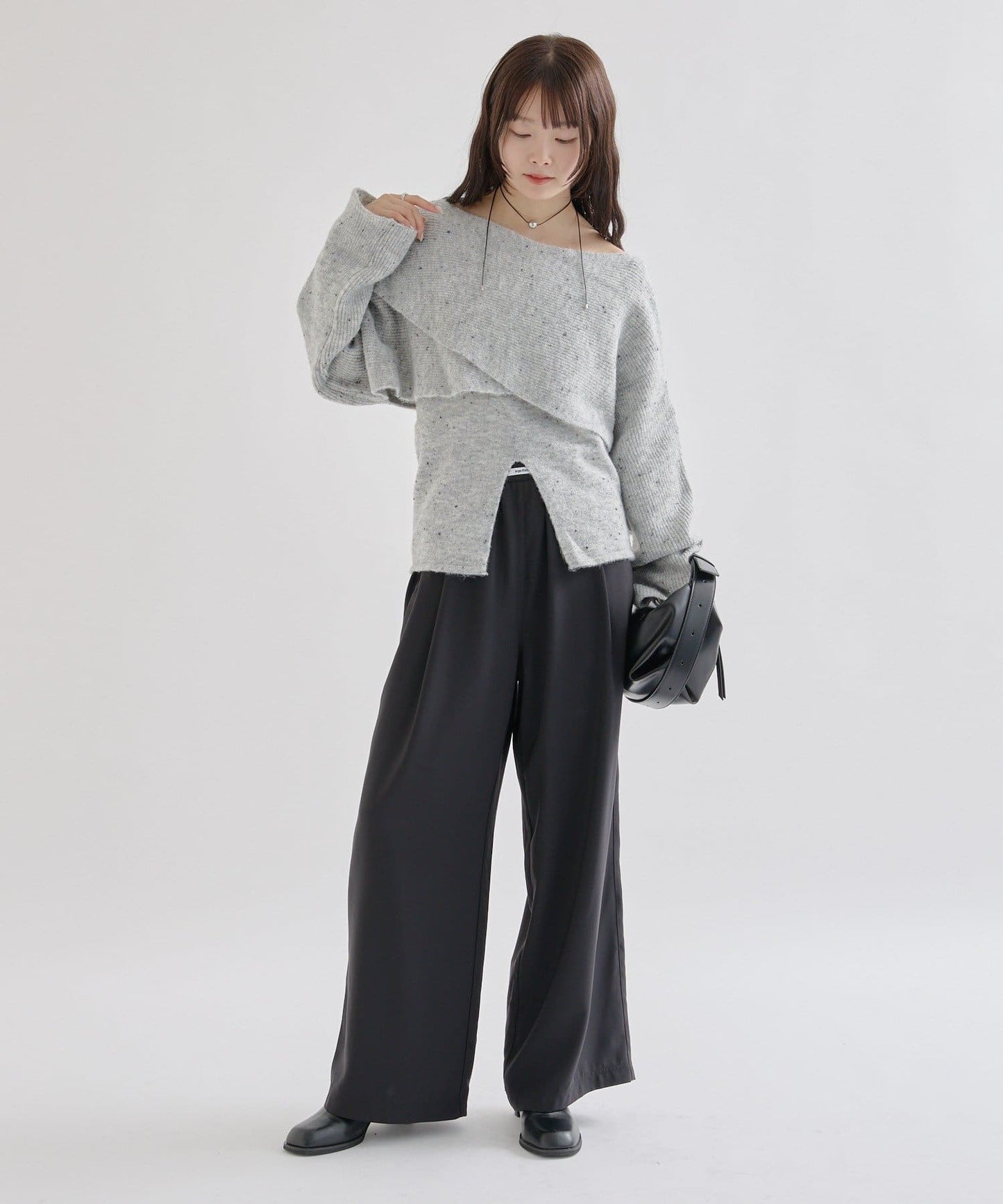 mystic 交叉針織開衩上衣+吊帶背心set